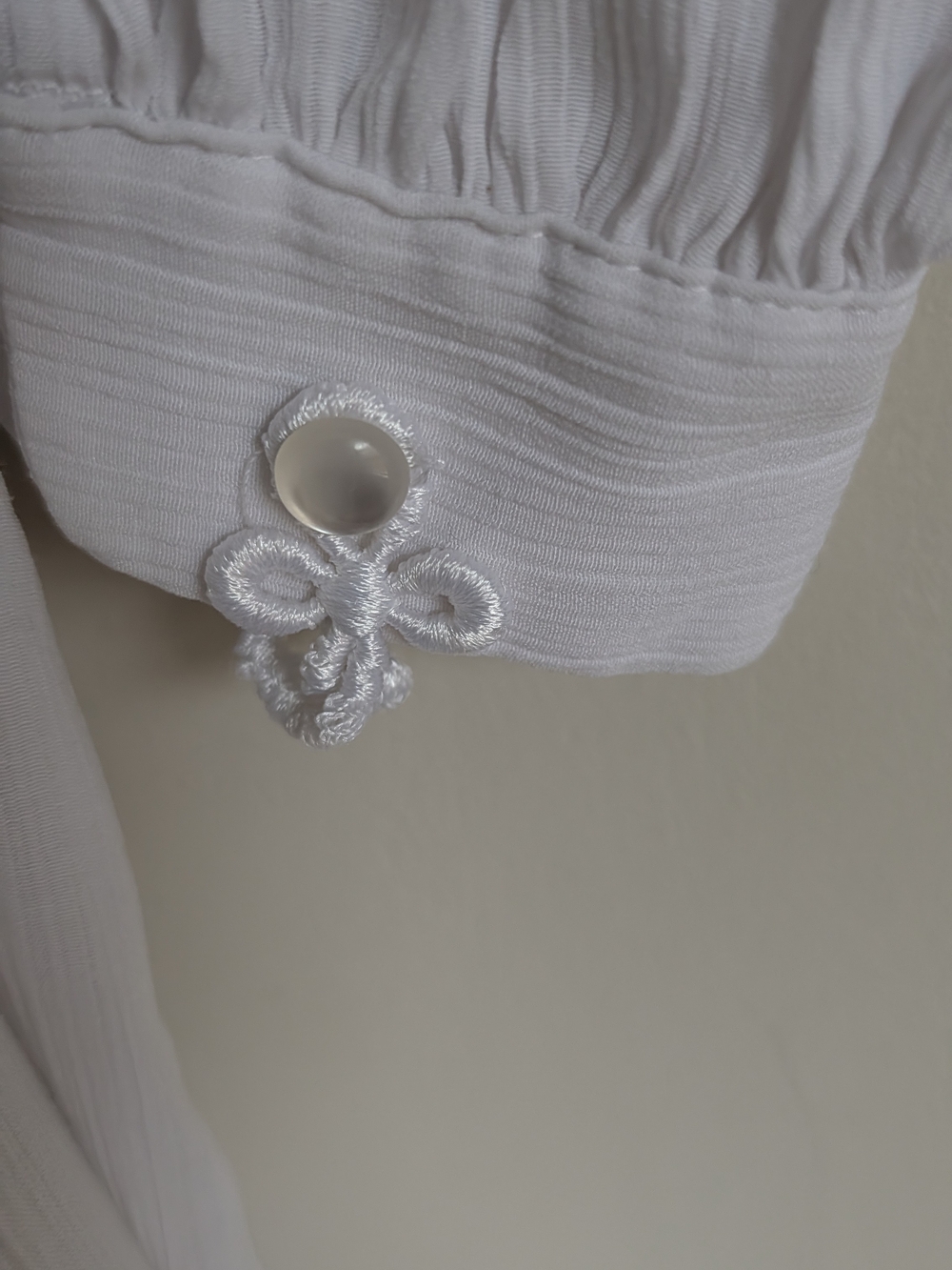 Le Voys White Long Sleeve Maxi Dress with Pleated Yoke - Picture 4 of 7